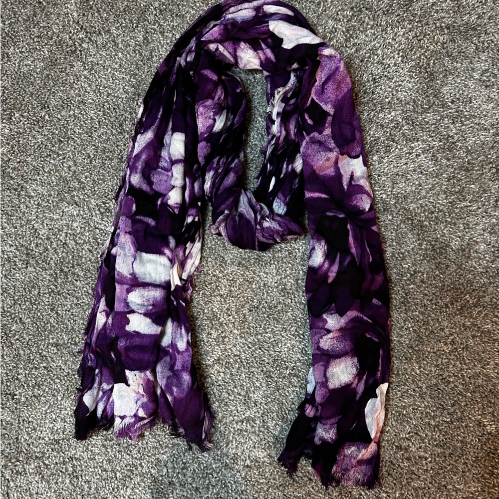 White House Black Market Purple Floral Scarf